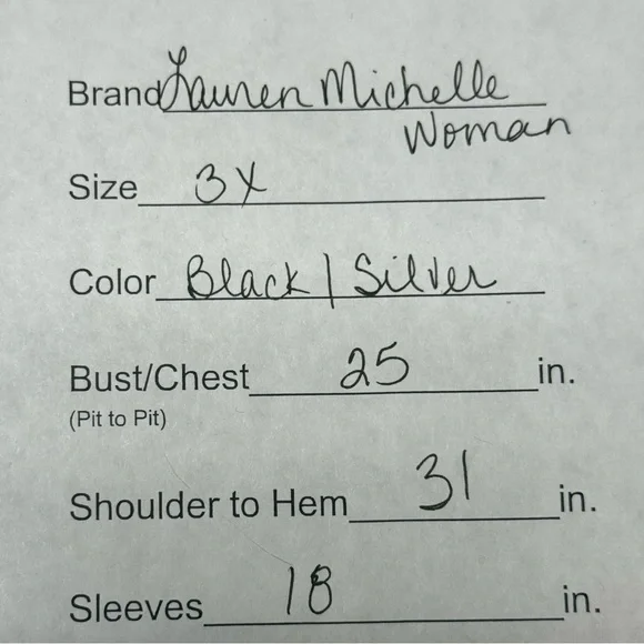 Lauren Michelle Woman 3X Black Tunic Top Embroidered Floral Sequin Acce - Picture 8 of 8